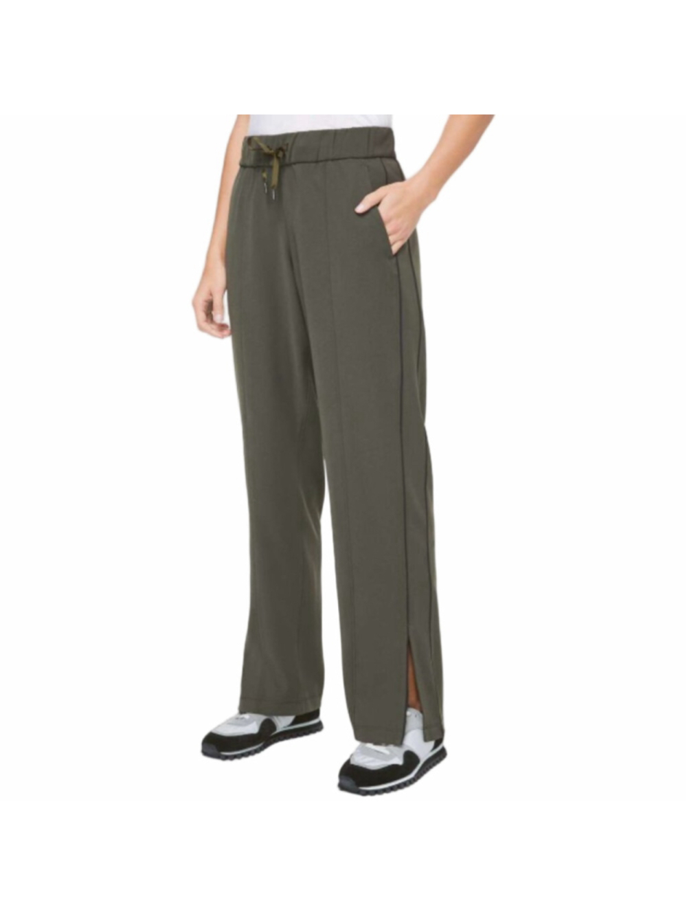 NWT Lululemon On the Right Track Pant Size 6 Dark Olive Travel Casual 31"
